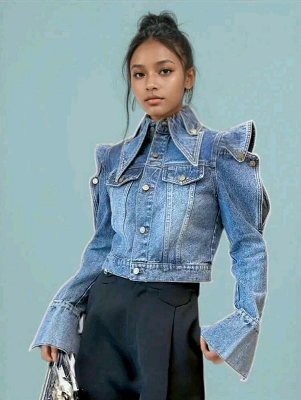 Luckfox Womens Denim Jacket Size Xl Baby Blue New